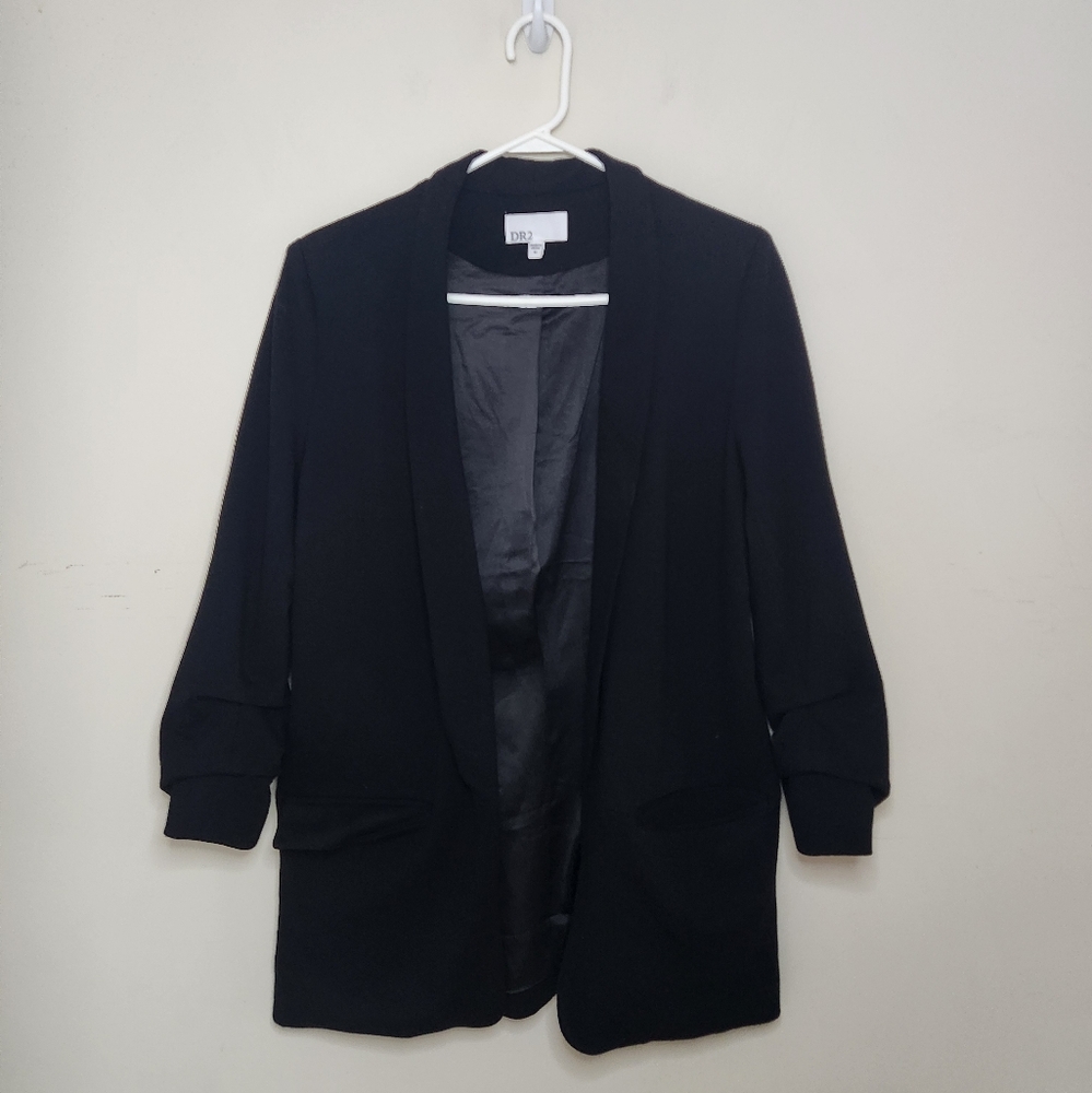 DR2 Black Open-Front Blazer Jacket